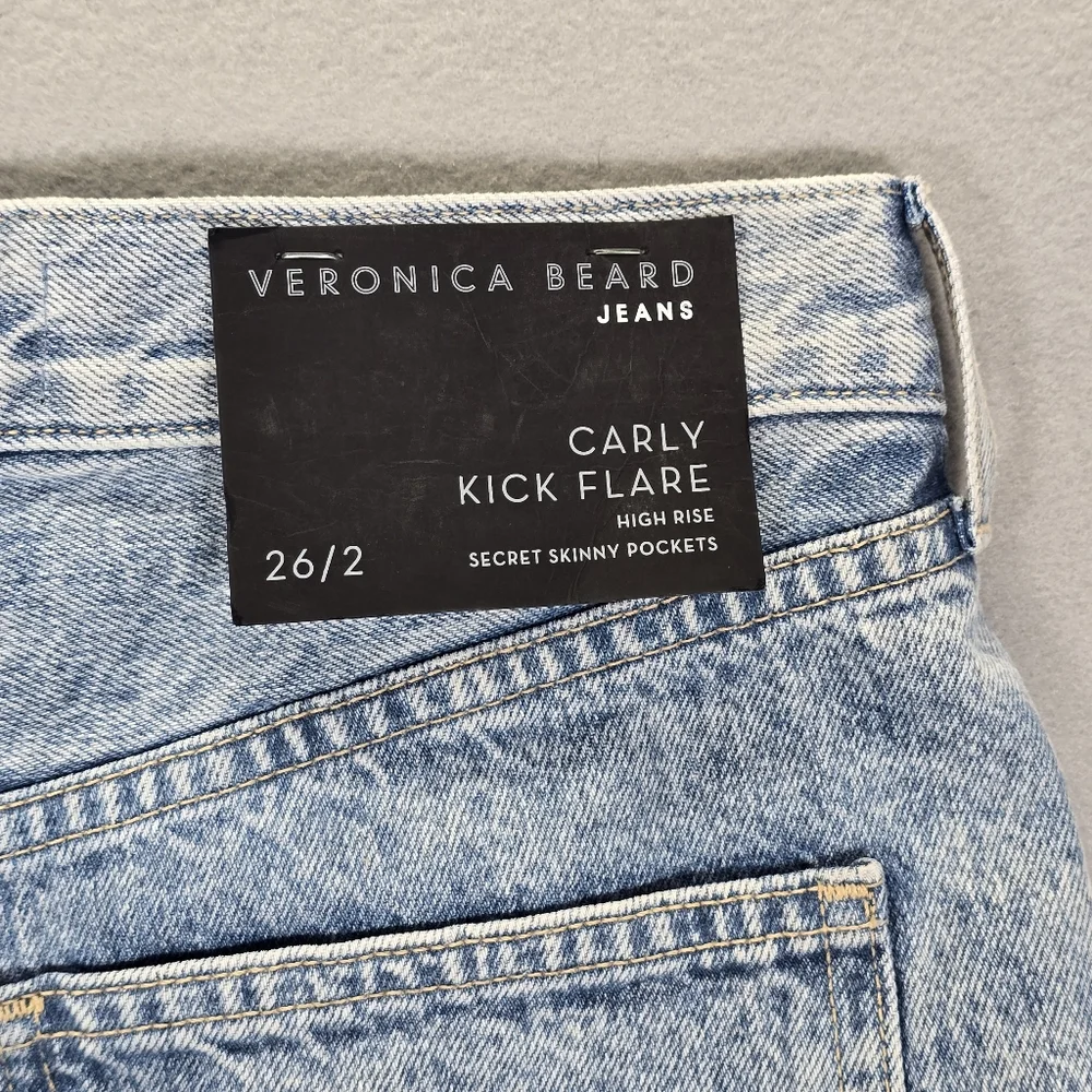 $248 Veronica Beard Women's Blue Carly High Rise Kick Flare Jeans PantsSize 26/2 - Picture 6 of 15